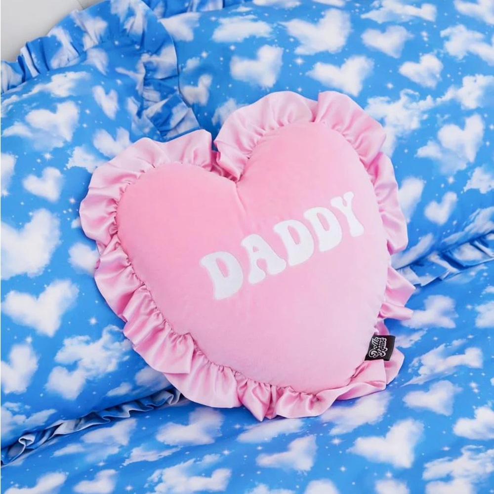 Dolls Kill home baby daddy pink heart ruffle throw pillow excellent condition